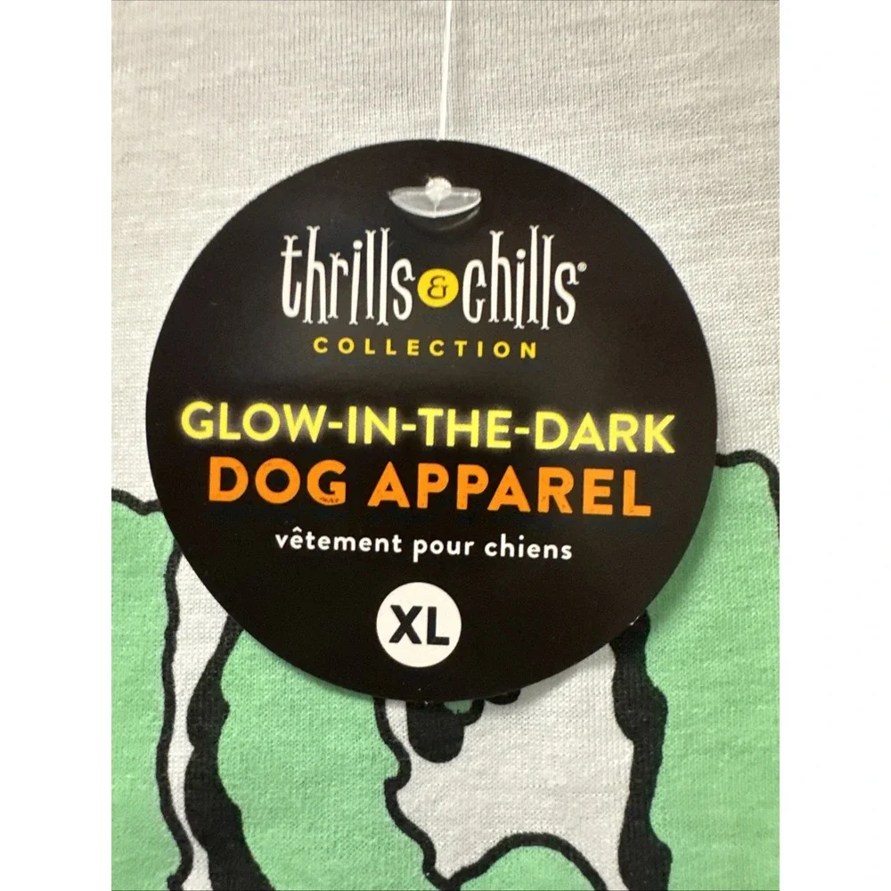 Glow-in-the-dark Dog T shirt MGM Size XL Trick Or Treat Halloween Costume‎ NEW